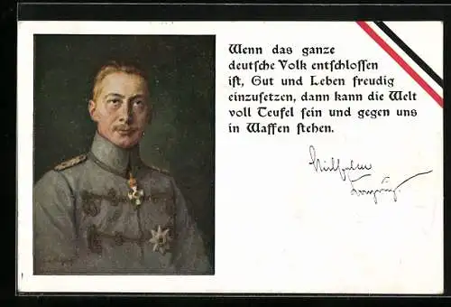 AK Wenn das ganze deutsche Volk entschlossen ist..., Kronprinz Wilhelm von Preussen