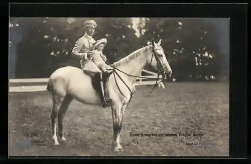 AK Kronprinz Wilhelm von Preussen mt seinem ältesten Sohn