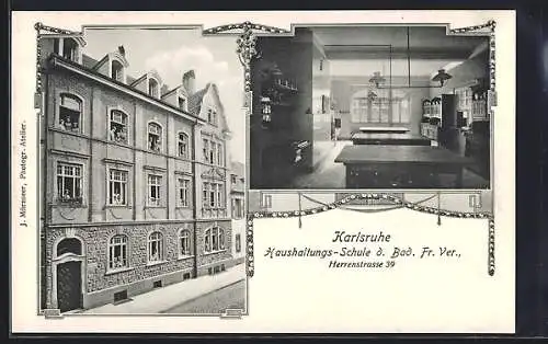 AK Karlsruhe, Haushaltungs-Schule d. Bad. Fr. Ver., Herrenstrasse 39, Innenansicht