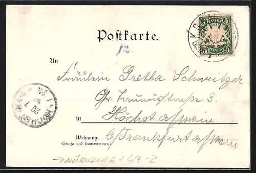 Passepartout-AK Nürnberg, Corpshaus der Onoldia, Jubiläumsgabe der Philister 1898, Wappen, Portrait Frhr. v. Pöllnitz