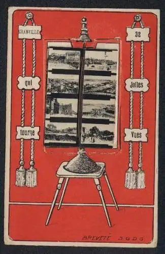 Mechanische-AK Granville, Aufsteller mit 32 Motiven der Ortschaft, Auswechselbar, jeweils 8 werden gezeigt