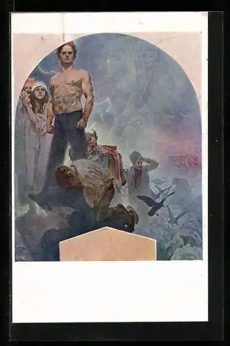 Künstler-AK Alphonse Mucha: L`Humiliation