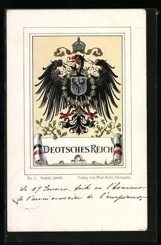 AK Das Wappen des Deutschen Reiches, 1889 - 1918, Ganzsache