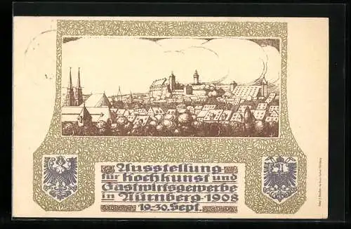 Künstler-AK Nürnberg, Ausstellung für Kochkunst und Gastwirtschaftsgewerbe 1908, Panorama