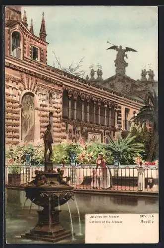 Lithographie Sevilla, Jardines del Alcazar