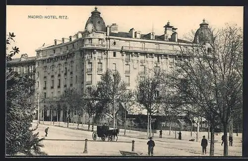 AK Madrid, Hotel Ritz, Pferdekutsche