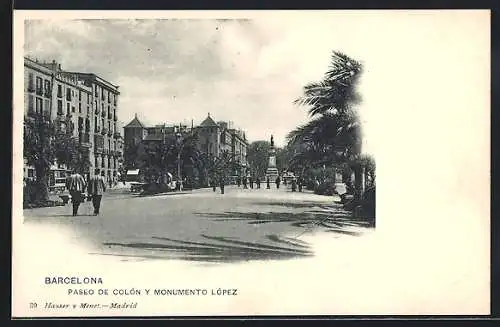 AK Barcelona, Paseo de colon y monumento lopez