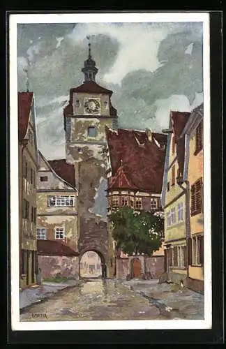 Künstler-AK Rothenburg o.T., Weisser Turm