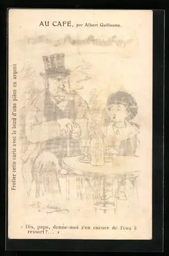Künstler-AK Albert Guillaume: Vater sitzt mit seinem Sohn im Café
