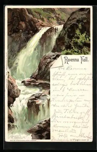 Künstler-AK Carl Biese: Ravenna Fall, Wasserfall