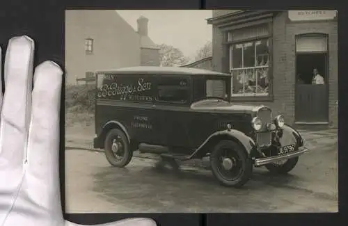 Fotografie R. Jordan, Leicester, Ansicht Fleckney, Auto Kastenwagen & Fleischerei Family B. Briggs & Son Butchers