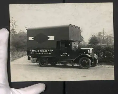 Fotografie Lastwagen Morris mit Hamshaw Aufbau, LKW - Koffer Bosworth, Wrigt & Co., Green, Anstey, Leicester