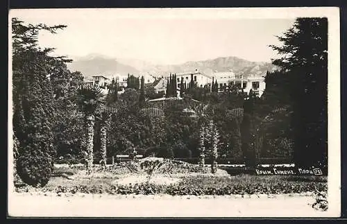 AK Jalta, Blick auf das Schloss und den Garten