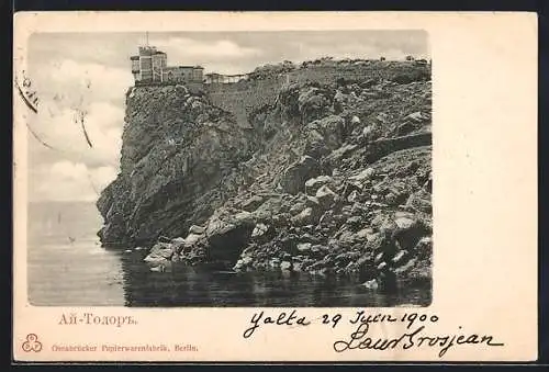 AK Ai-Todor, Gebäude auf Klippe über dem Schwarzen Meer