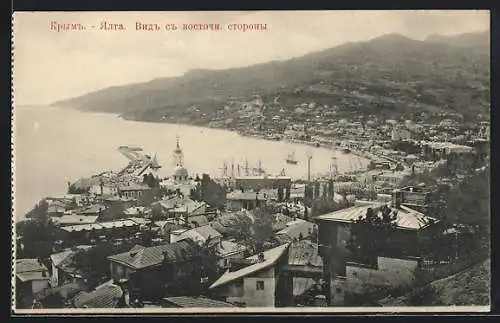 AK Jalta, Blick von der Ostseite auf die Stadt und das Meer