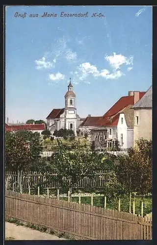 AK Maria Enzersdorf /N. Oe., Kirche mit Garten