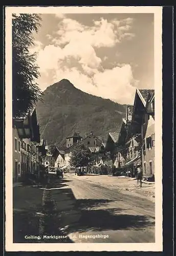 AK Golling, Marktgasse gegen Hagengebirge