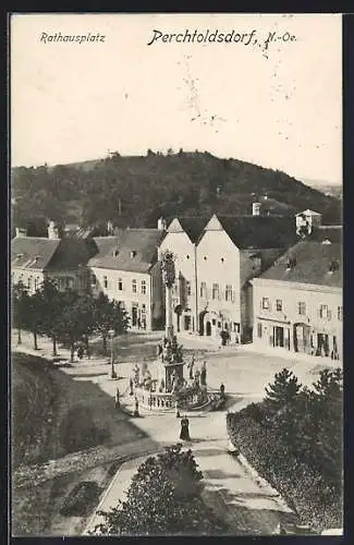 AK Perchtoldsdorf /N.-Oe., Rathausplatz aus der Vogelschau