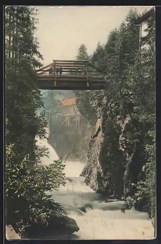 AK Gastein, Schreckbrücke mit Wasserfall