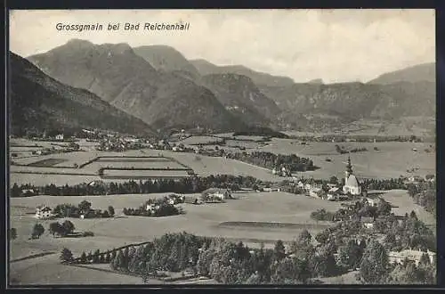 AK Grossgmain /Bad Reichenhall, Gesamtansicht mit Bergpanorama