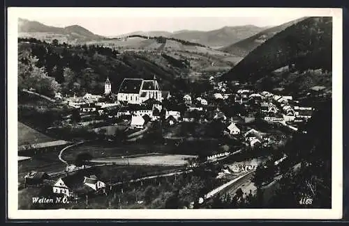 AK Weiten /N.-Ö., Gesamtansicht mit Bergpanorama