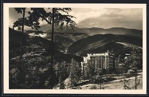 AK Semmering, Palace-Sanatorium aus der Vogelschau