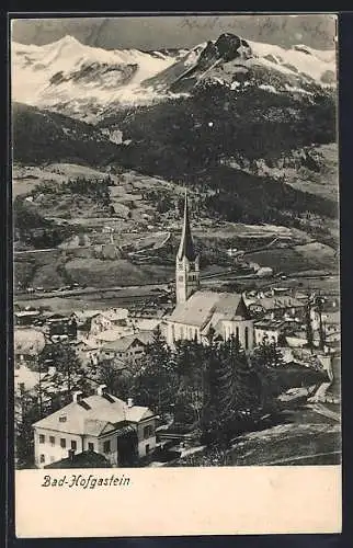 AK Bad-Hofgastein, Teilansicht mit Kirche aus der Vogelschau