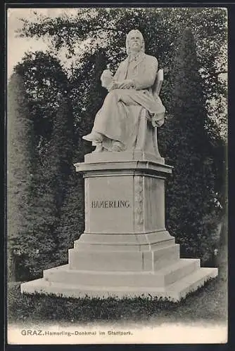 AK Graz, Hamerling-Denkmal im Stadtpark