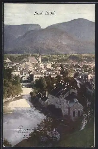 AK Ischl, Blick von Westen mit Wandelhalle