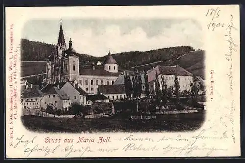 AK Maria Zell, Ortsansicht mit Kirche