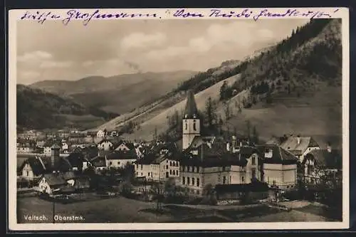 AK Veitsch /Oberstmk., Ortsansicht mit Kirche