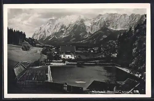 AK Bad Mitterndorf, Das Strandbad gegen Grimming