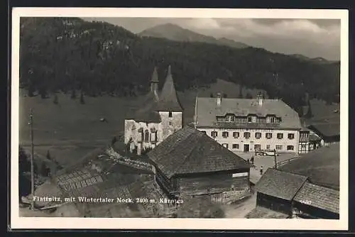 AK Flattnitz, Ortsansicht mit Wintertaler Nock und Kirche