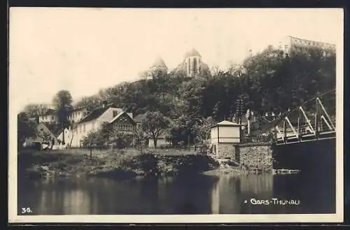 AK Gars-Thunau, Ortspanorama mit Brücke und Turm