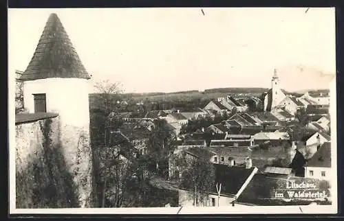 AK Litschau im Waldviertel, Teilansicht mit Turm aus der Vogelschau