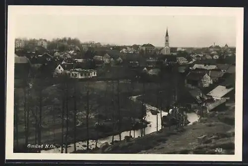 AK Gmünd /N.-Ö., Ortsansicht mit Fluss aus der Vogelschau