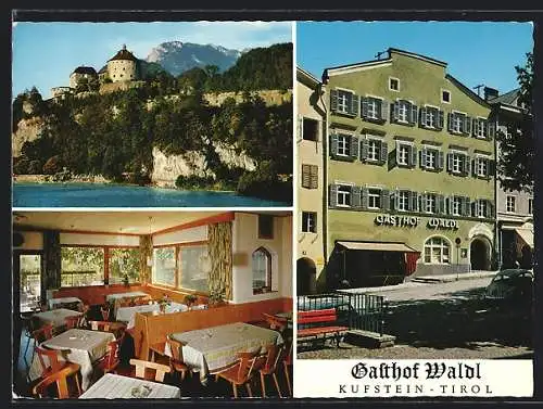 AK Kufstein /Tirol, Gasthof Waldl, Unterer Stadtplatz 23, Innenansicht, Burg