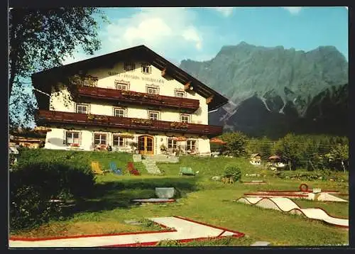 AK Ehrwald /Zugspitzbahn, Hotel-Pension Scheibmayer