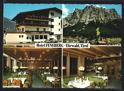 AK Ehrwald /Tirol, Hotel-Restaurant Feneberg mit Innenansichten