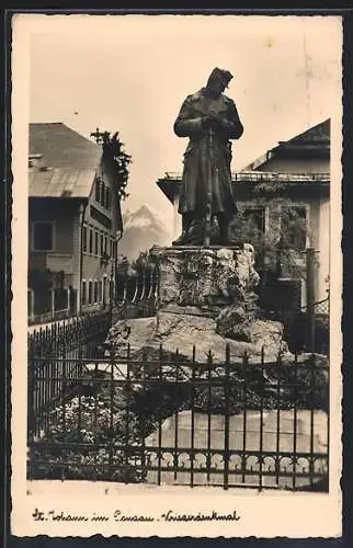 AK St. Johann im Pongau, Partie am Kriegerdenkmal