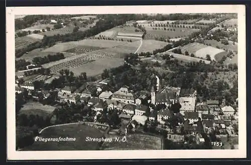 AK Strengberg /N.-Ö., Gesamtansicht vom Flugzeug aus