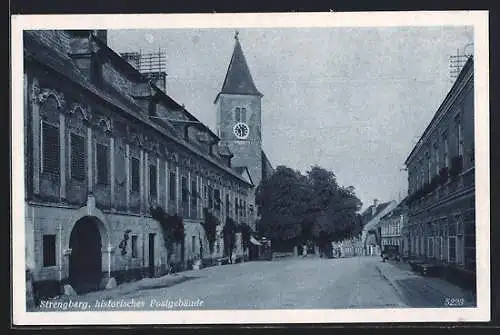 AK Strengberg, Ansicht mit historischem Postgebäude