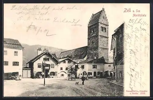 AK Zell a. See, Ansicht vom Marktplatz mit Kirche