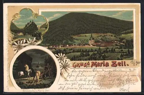 Lithographie Maria Zell, Ortsansicht, Entstehung, Siegmundsberg