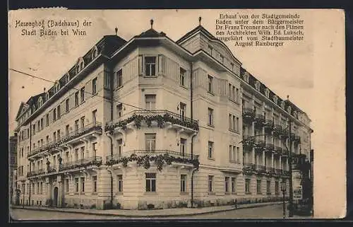 AK Baden, Ansicht vom Herzoghof (Badehaus)