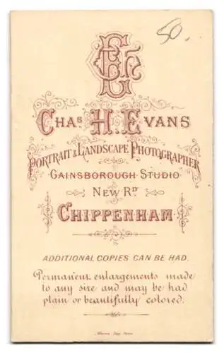 Fotografie Evans, Chippenham, New Road, Frau in dunklem Kleid mit hochgestecktem Haar