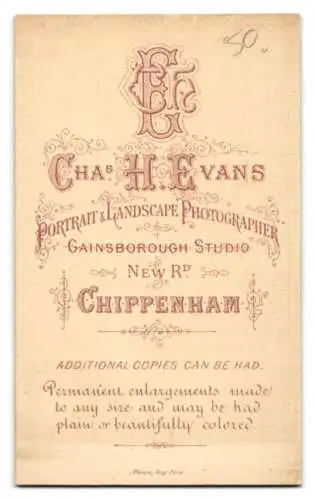 Fotografie Chas. H. Evans, Chippenham, New Rd, Portrait eines sitzenden Mannes