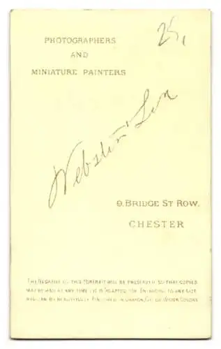 Fotografie Webster & Son, Chester, 9 Bridge St Row, Porträt einer älteren Dame