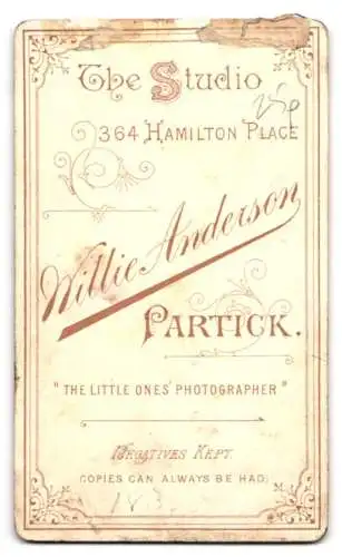 Fotografie Willie Anderson, Partick, 364 Hamilton Place, Porträt eines jungen Mannes