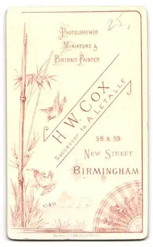 Fotografie H. W. Cox, Birmingham, New Street 58 & 59, Porträt eines Mannes mit Bart